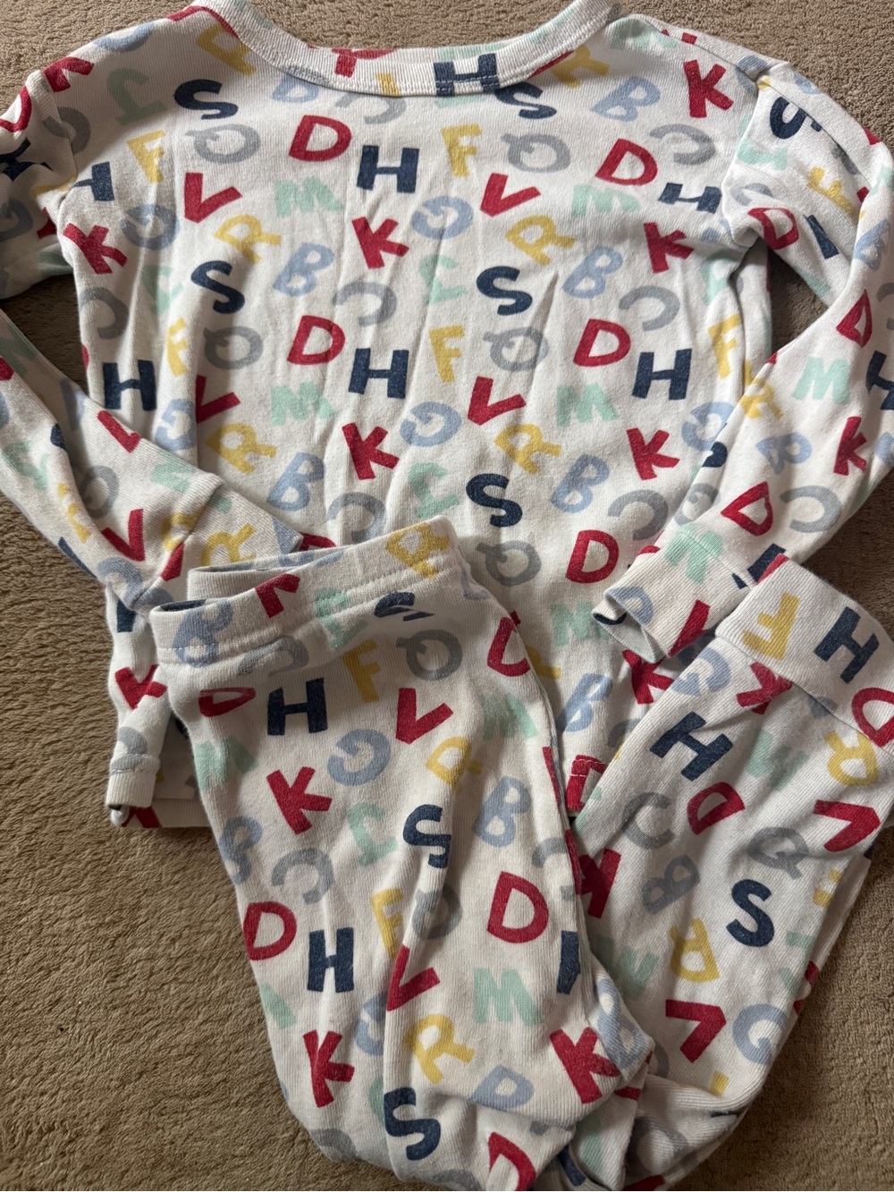 GAP White Kids Pajama Set with Multicolor Alphabet